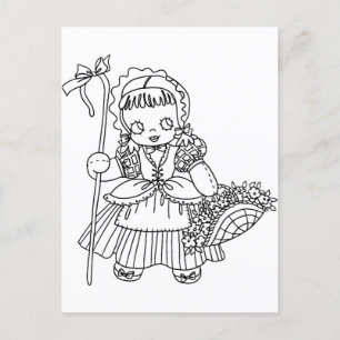 Carte Postale Poster de la page de coloriage de la petite poupée