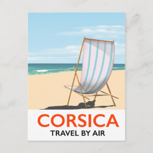 Carte Postale Poster de la plage Vintage Corse "Voyage en avion"