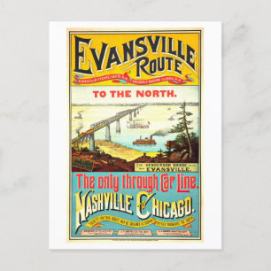 Carte Postale Poster de la Route Evansville vintage, Nashville/C