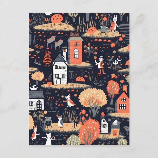Carte Postale Poster de la ville d'Halloween (Devant)