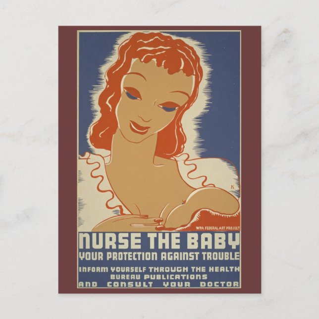 Carte Postale Poster de l'infirmière pour bébé WPA (Devant)