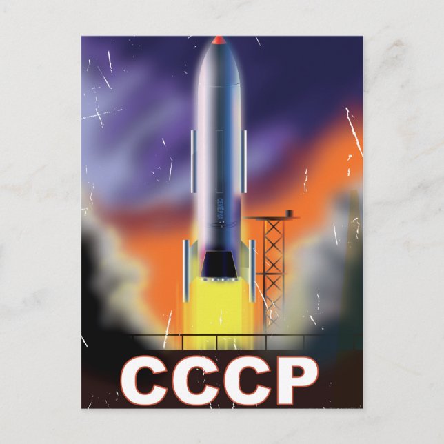 Carte Postale Poster de l'Union soviétique Retro Space Rocket (Devant)