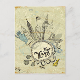 Carte Postale Poster de New York Doodle