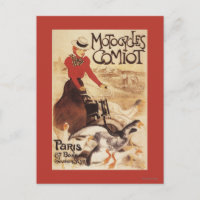 Poster de promotion Comiot Motocycles femme et oie