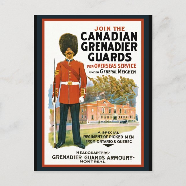 Carte Postale Poster de recrutement des gardes grenadiers canadi (Devant)