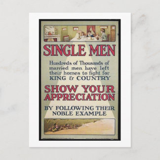 Carte Postale Poster de recrutement pour hommes célibataires vin