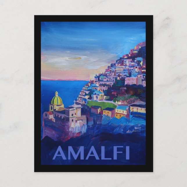 Carte Postale Poster de Retro Côte Amalfi italie (Devant)