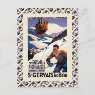 Carte Postale Poster de ski vintage, France, St Gervais les Bain