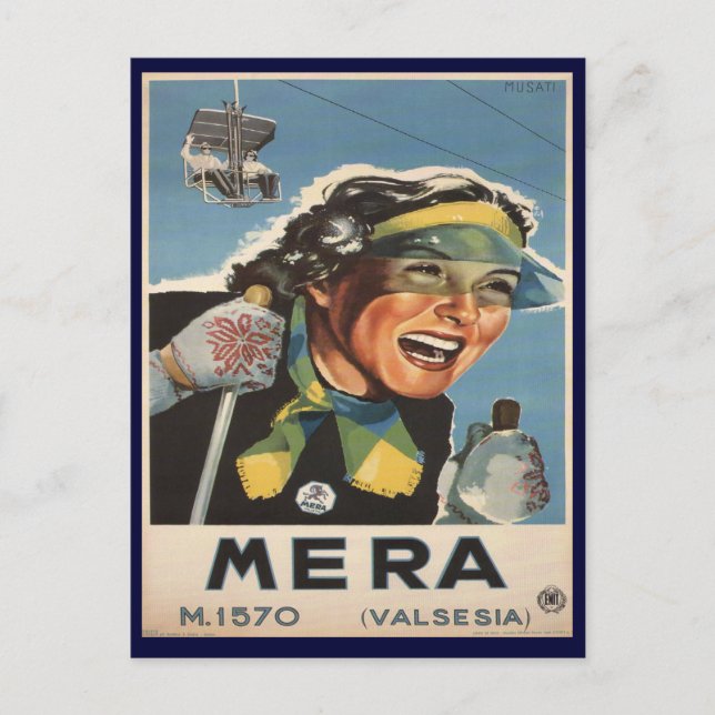 Carte Postale Poster de ski vintage,    Mera (Devant)