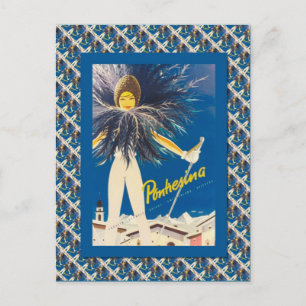 Carte Postale Poster de ski vintage, Pontresina