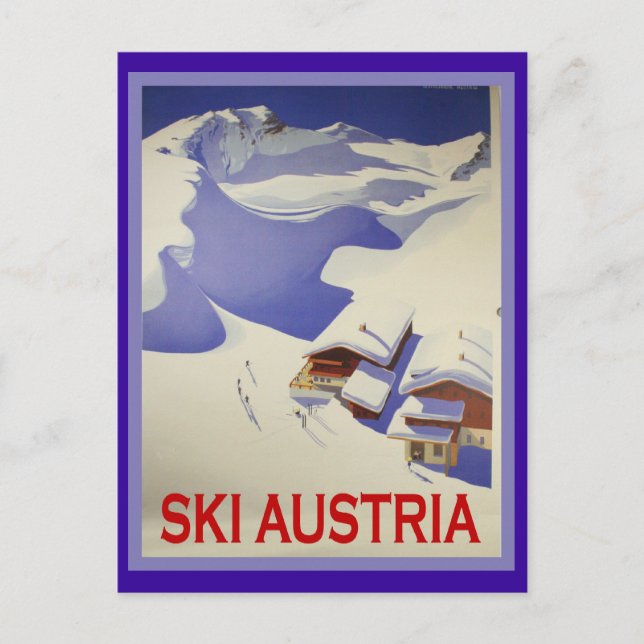 Carte Postale Poster de ski vintage, Ski Autriche (Devant)