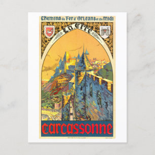 Carte Postale Poster de voyage Carcassonne vintage