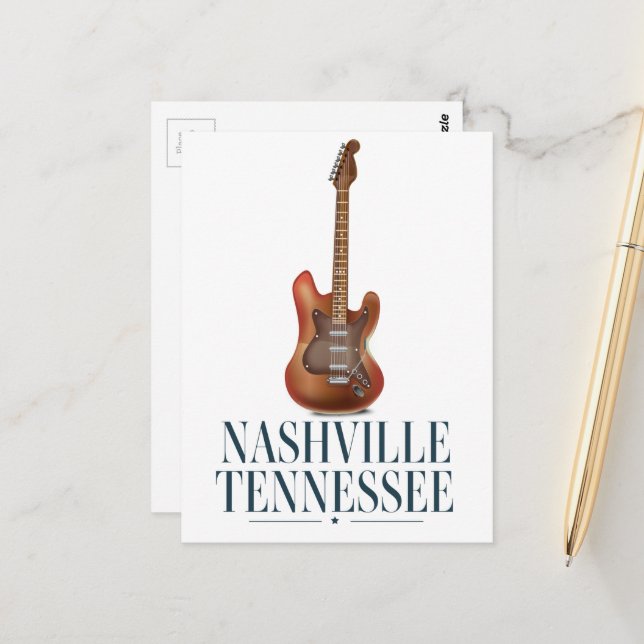 Carte Postale Poster de voyage de la Guitare de Nashville Tennes (Devant/Arrière en situation)
