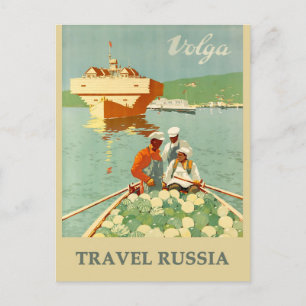 Carte Postale Poster de voyage de la Volga de Russie vintage