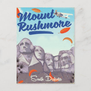 Carte Postale Poster de voyage de Mount Rushmore Vintage Style.