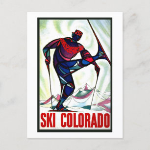 Carte Postale Poster de voyage de Ski vintage Colorado