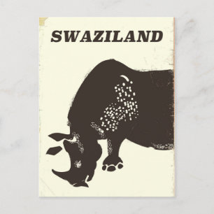 Carte Postale poster de voyage de style vintage Swaziland Rhino