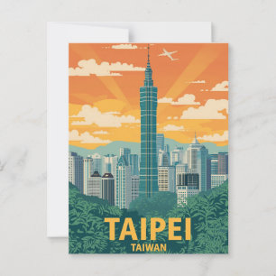 Carte Postale Poster de voyage de Taipei vintage Taiwan