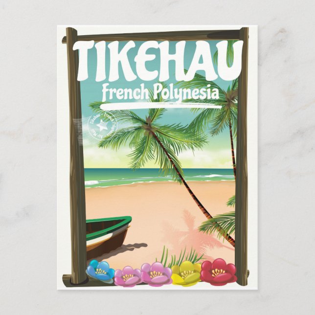 Carte Postale Poster de voyage de Tikehau en Polynésie française (Devant)
