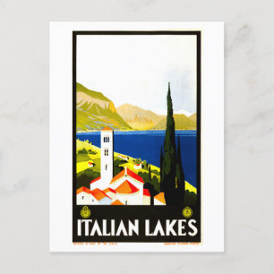 Carte Postale Poster de voyage des lacs vintages italiens