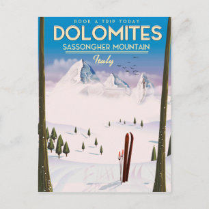 Carte Postale poster de voyage Dolomites Sassongher Mountain Ita