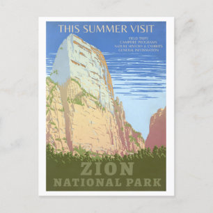 Carte Postale Poster de voyage du parc national vintage Zion