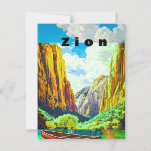 Carte Postale Poster de voyage du parc national Zion, Zion Utah