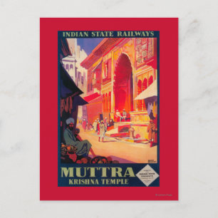 Carte Postale Poster de voyage du temple Muttra Krishna