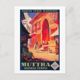 Carte Postale Poster de voyage du temple Muttra Krishna
