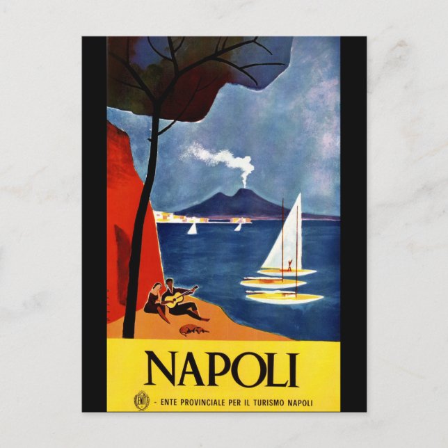 Carte Postale poster de voyage italien Naples vintage (Devant)