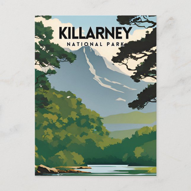 Carte Postale Poster de voyage minimal du parc national Killarne (Devant)