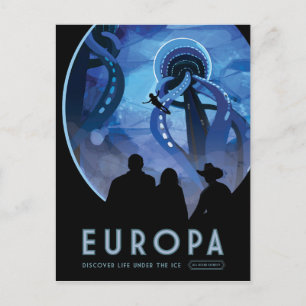 Carte Postale Poster de voyage Retro Space - Jupiter's Moon Euro