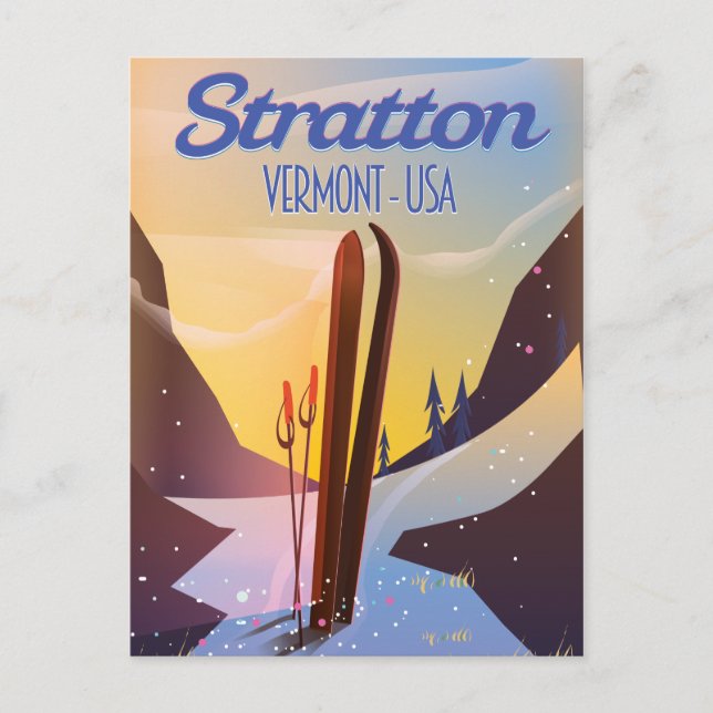 Carte Postale poster de voyage ski Stratton Vermont (Devant)