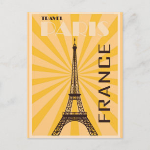Carte Postale Poster de voyage Tour Eiffel vintage Paris France