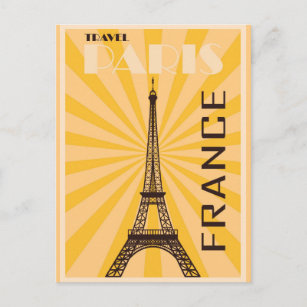 Carte Postale Poster de voyage Tour Eiffel vintage Paris France