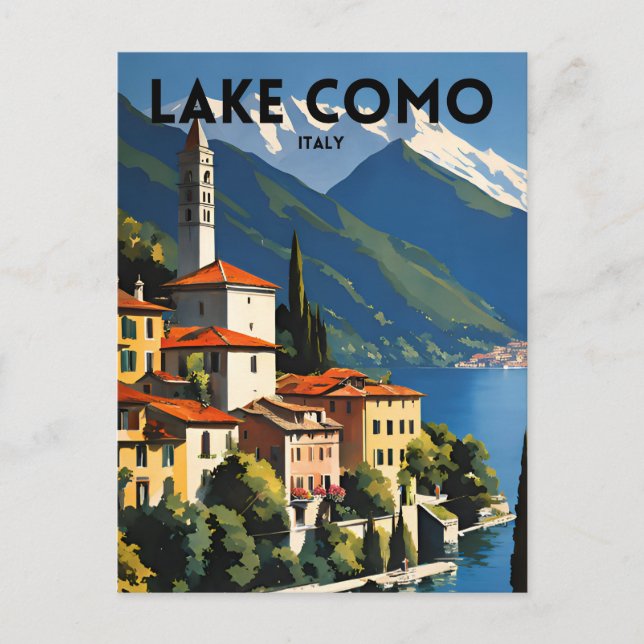 Carte Postale Poster de voyage traditionnel sur le lac de Côme I (Devant)