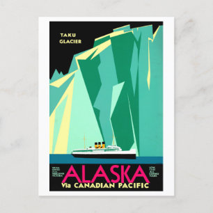 Carte Postale Poster de voyage vintage Alaska et Taku Glacier