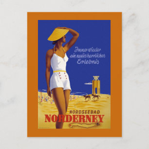 Carte Postale Poster de voyage Vintage allemand "Norderney"