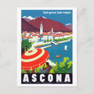 Carte Postale Poster de voyage vintage Ascona Suisse