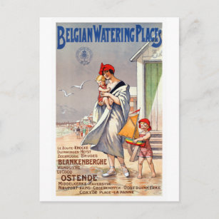 Carte Postale Poster de voyage vintage Belgium Beaches