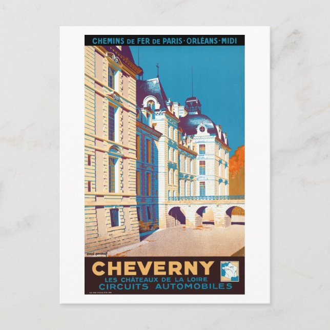 Carte Postale Poster de voyage vintage Cheverny France (Devant)