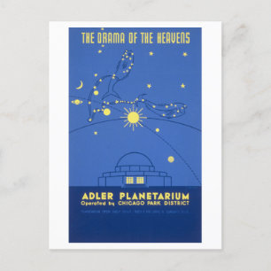 Carte Postale Poster de voyage vintage Chicago : Adler Planetari