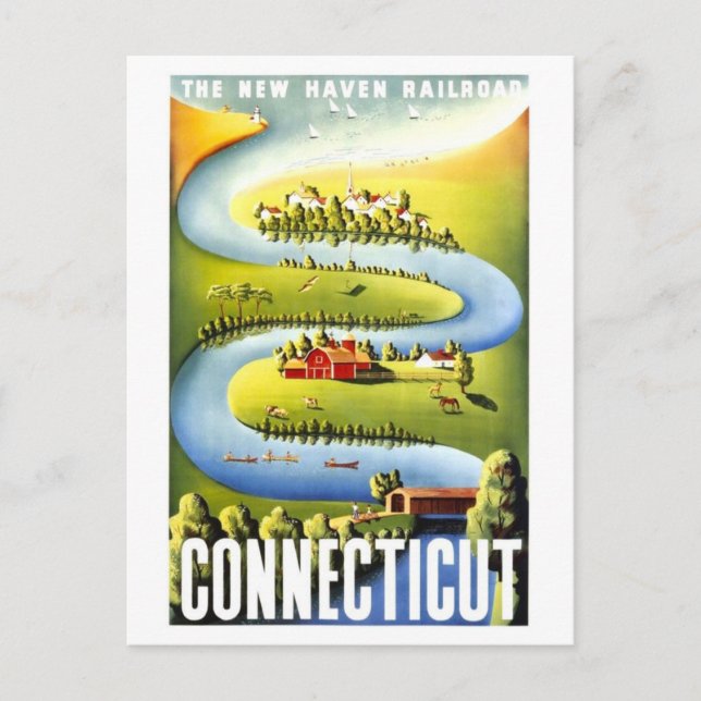 Carte Postale Poster de voyage vintage Connecticut (Devant)