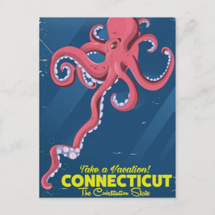 Carte Postale Poster de voyage vintage Connecticut USA Octopus