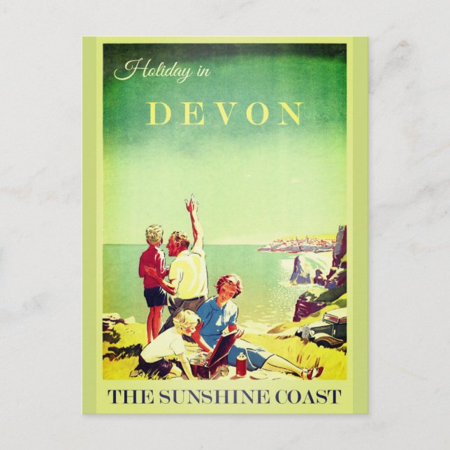 Carte Postale Poster de voyage vintage Devon England (Devant)