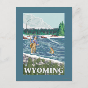 Carte Postale Poster de voyage Vintage FishermanWyoming