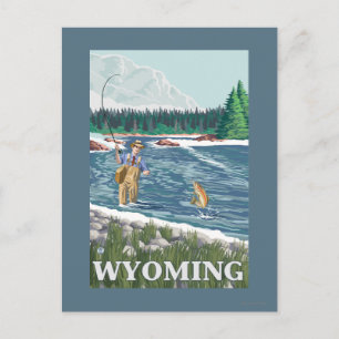 Carte Postale Poster de voyage Vintage FishermanWyoming