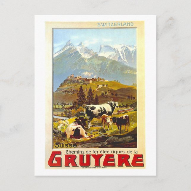 Carte Postale Poster de voyage vintage Gruyere Suisse (Devant)