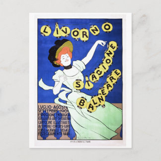 Carte Postale poster de voyage vintage italien Livorno plage et