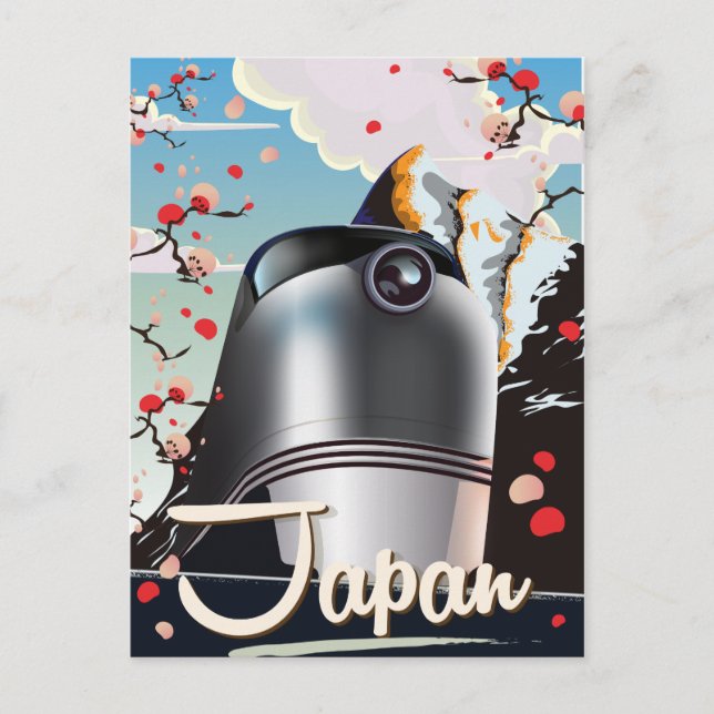Carte Postale Poster de voyage vintage Japan Train. (Devant)